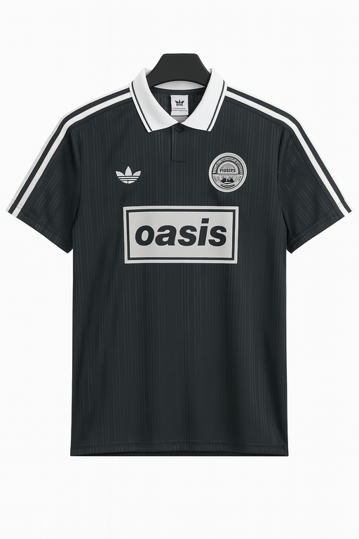 AD x Oasis Black Collared Jacquard Shirt (S–4XL)